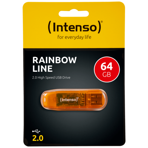 (Intenso) USB Flash drive 64GB Hi-Speed USB 2.0, Rainbow Line, ORANGE