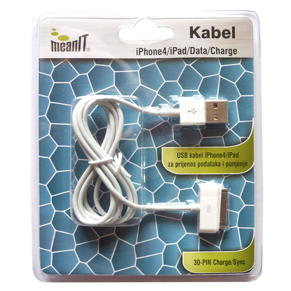 MeanIT USB kabl za Iphone 3 / 4, dužina 1.0  metar, bijeli