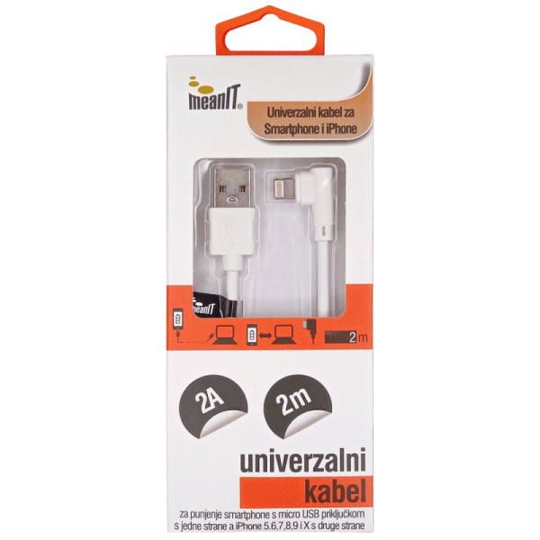 MeanIT USB kabl za smartphone i iPhone, FLIP, 1A