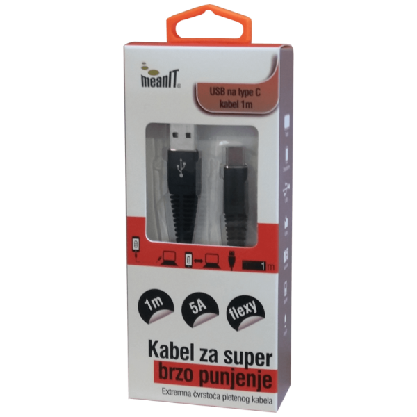 MeanIT USB kabl za smartphone USB type C, 5 A