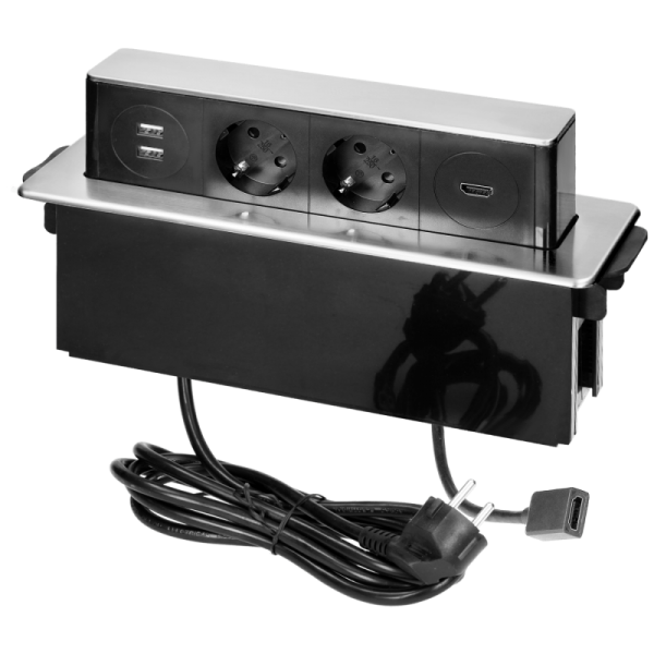 Orno Produžni kabel sa 2 x Schuko,2 x USB utičnice,HDMI,ugradbena