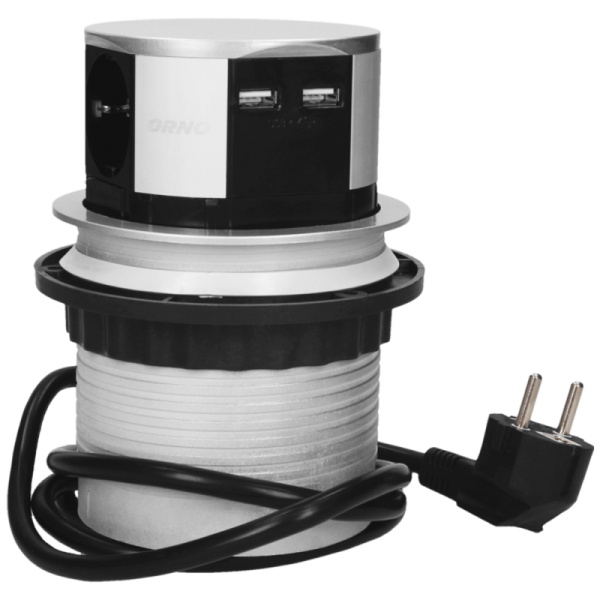 Orno Produžni kabel sa 3 x Schuko utičnice + 2 x USB, ugradbena