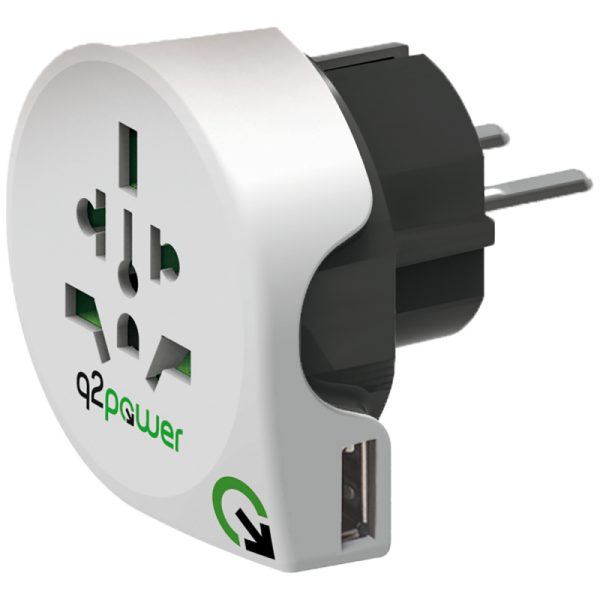 q2power Adapter, putni, univerzalni sa USB-om