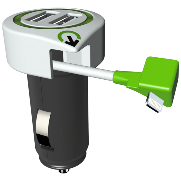 q2power Auto punjač, Dual USB, 3.1A, lightning konektor