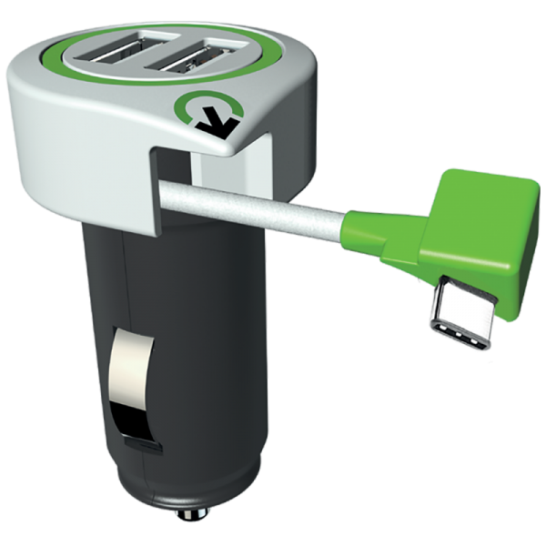 q2power Auto punjač, Dual USB, 3.1A, type C konektor