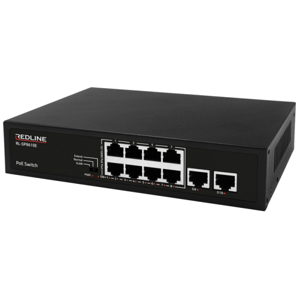 REDLINE PoE mrežni switch, 10 port RJ-45 , 8 PoE / 120W