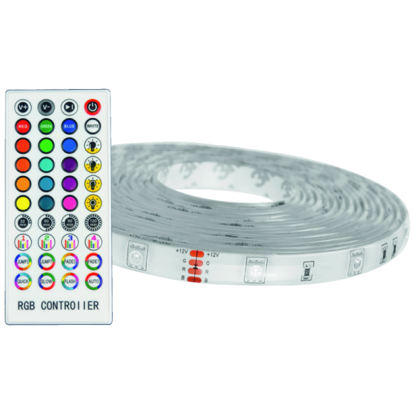 Avide LED traka sa daljinskim upravljačem, RGB, 16W, 12V, 5 met.