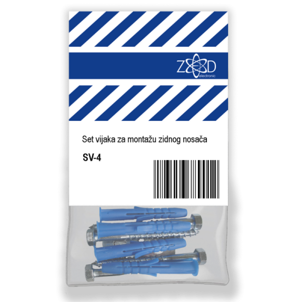 ZED electronic Set vijaka za montažu zidnog nosača, 4 sarafa u pak.