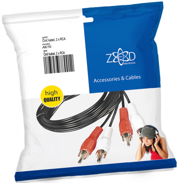 ZED electronic Činč kabl 10 met., 2 x RCA - AK/10