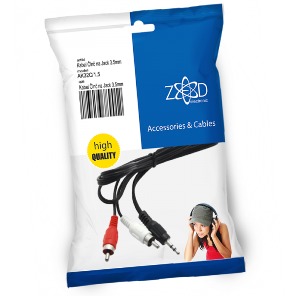 ZED electronic Činč na Jack 3.5mm kabl, dužina 1.5 met.