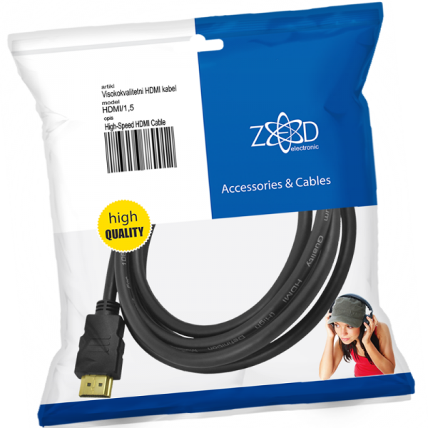 ZED electronic HDMI kabl, 1.5 met, ver. 1.4 - HDMI/1,5