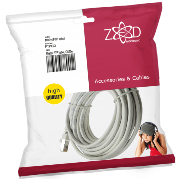 ZED electronic Mrežni FTP kabl, CAT5E, 3 met - FTPC/3