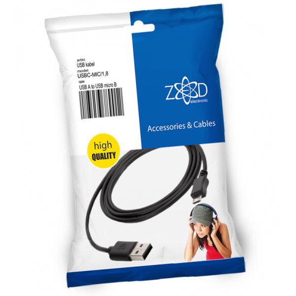 ZED electronic USB A na USB micro kabl, dužina 1.8 metara
