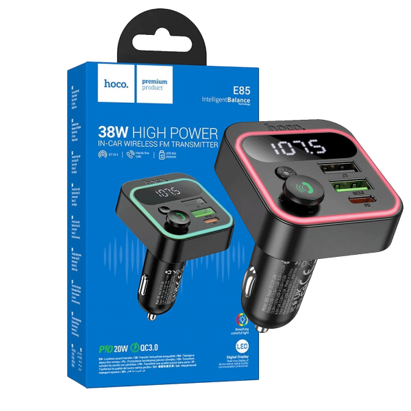 hoco. FM modulator, Bluetooth, 12/24V, 2 x USB, PD QC3.0 20W