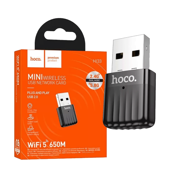 hoco. Wi-Fi mrežna kartica, 650 Mbps Dual Band, USB - HI33 USB