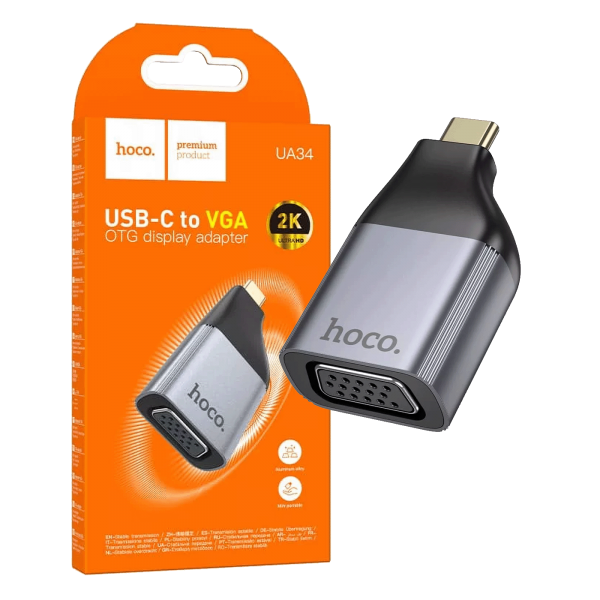 hoco. Adapter USB type C na VGA, 2K, OTG - UA34