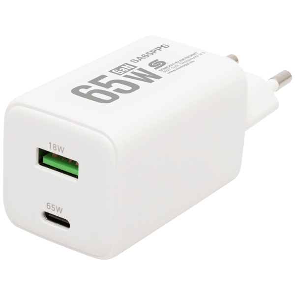 home Punjač kučni, brzi, 1 x USB-A, 1 x UCB-C, 65W, GaN