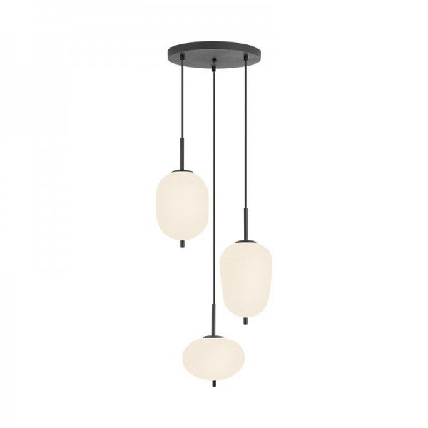 Braytron Opal staklo, BRY-S011R-3H-3xE14-OPL-BLC-PENDANT LIGHT, BV01-00106