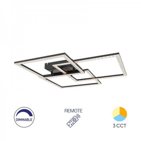 Braytron Led plafonjera Crystal, BRY-CRYSTAL-B-80W-3IN1-RMT-BLC-CEILING LIGHT, BH17-04991