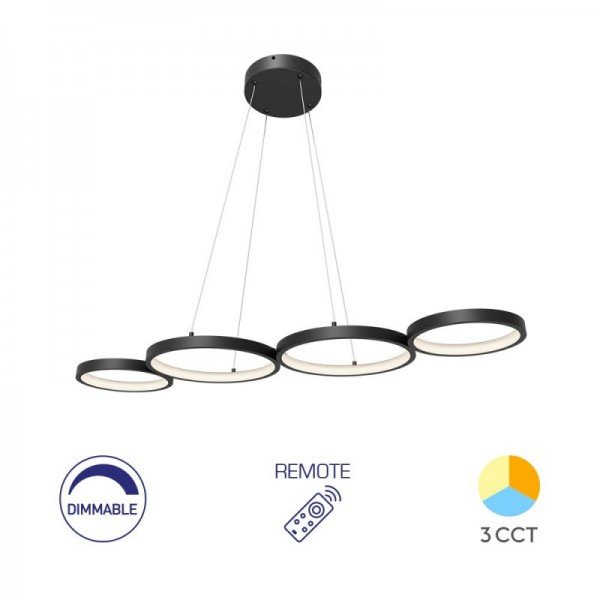 Braytron Visilica Nela, BRY-NELA-PD1-RND-BLC-60W-RMT-IP20-CEILING LIGHT, BH17-04191