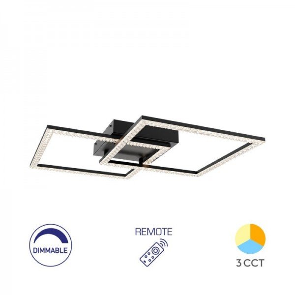 Braytron Led plafonjera Crystal, BRY-CRYSTAL-A-55W-3IN1-RMT-BLC-CEILING LIGHT, BH17-04891