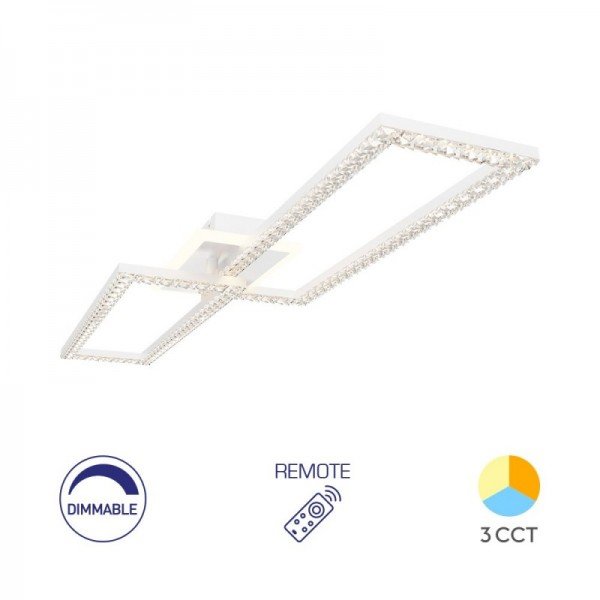 Braytron Led plafonjera Crystal, BRY-CRYSTAL-D-55W-3IN1-RMT-WHT-CEILING LIGHT, BH17-05190