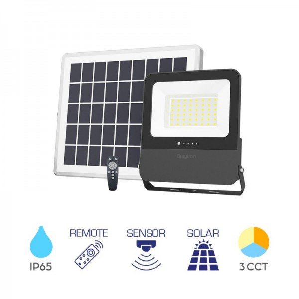Braytron Solarni reflektor, BRY-SOLAR PL-50W-3IN1-RMT-IP65-SOLAR FLOODLIGHT, BT64-01881