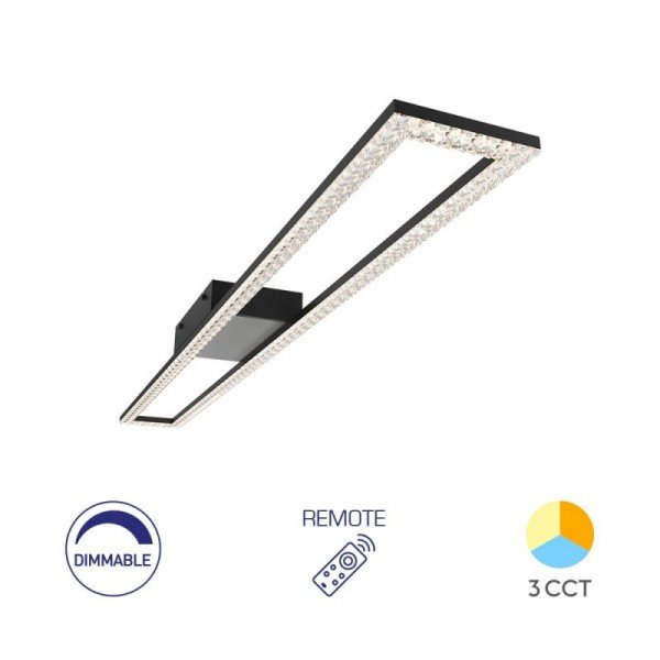 Braytron Led plafonjera Crystal, BRY-CRYSTAL-C-40W-3IN1-RMT-BLC-CEILING LIGHT, BH17-05091