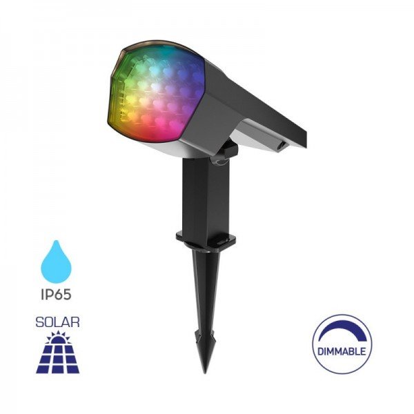 Braytron Solar Spike Light, BRY-SPIKE-12W-GRY-RGB-IP65-SPIKE LIGHT, BG36-00592