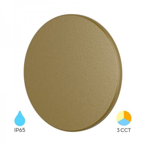 Braytron Led zidna svjetiljka, BRY-PALERMO-M-RND-GLD-12W-3IN1-IP65-WALL LIGHT, BG37-00286