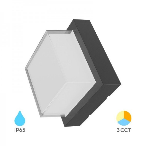 Braytron Led zidna svjetiljka, BRY-WALLS-G2-SQR-GRY-15W-3IN1-IP65-WALL LIGHT, BG38-01382