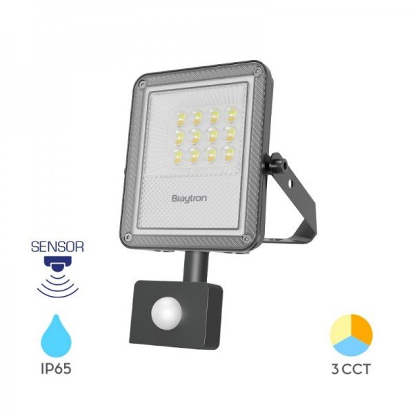 Braytron Led reflektori, BRY-FLOOD-PF-10W-GRY-3IN1-SNS-IP65-LED FLOODLIGHT, BT65-21082