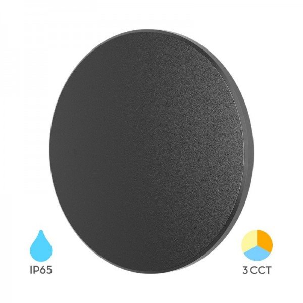 Braytron Led zidna svjetiljka, BRY-PALERMO-M-RND-BLC-12W-3IN1-IP65-WALL LIGHT, BG37-00281