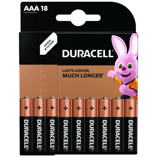 Duracell Baterija alkalna, AAA, 1,5 V, blister 18 kom. - DBAAA18