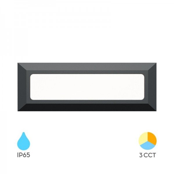 Braytron Led zidna svjetiljka, BRY-VEKTA-B-RCT-GRY-3W-3IN1-IP65-WALL LIGHT, BG38-01882