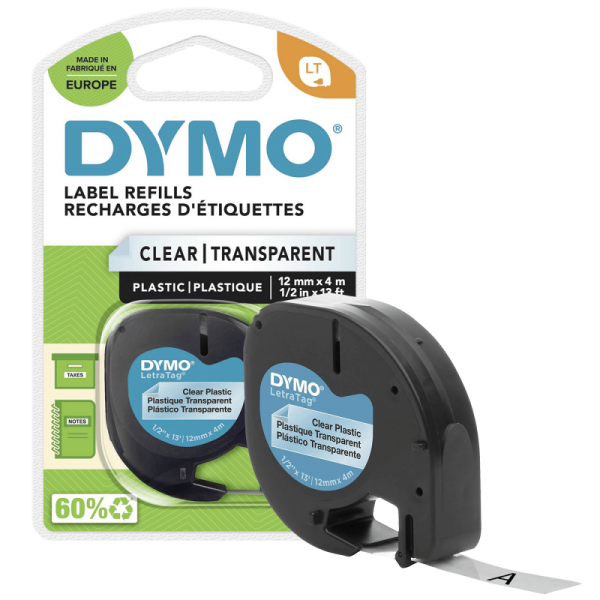 Dymo Kaseta s trakom za LetraTag,4 met,12 mm,plastic transparent
