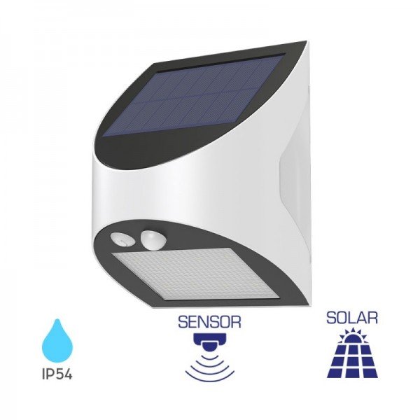 Braytron Solarna zidna svjetiljka, BRY-SOLARIS-W1-WHT-3W-6500K-IP54-SOLAR WALL LIGHT, BG36-00130
