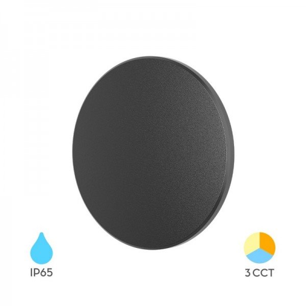 Braytron Led zidna svjetiljka, BRY-PALERMO-XS-RND-BLC-8W-3IN1-IP65-WALL LIGHT, BG37-00081