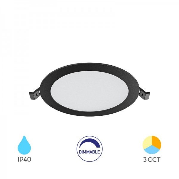 Braytron Led mali panel, BRY-SMD-CRP-12W-RND-DIM-8INC-BLC-3IN1-LED PANEL, BP01-91281