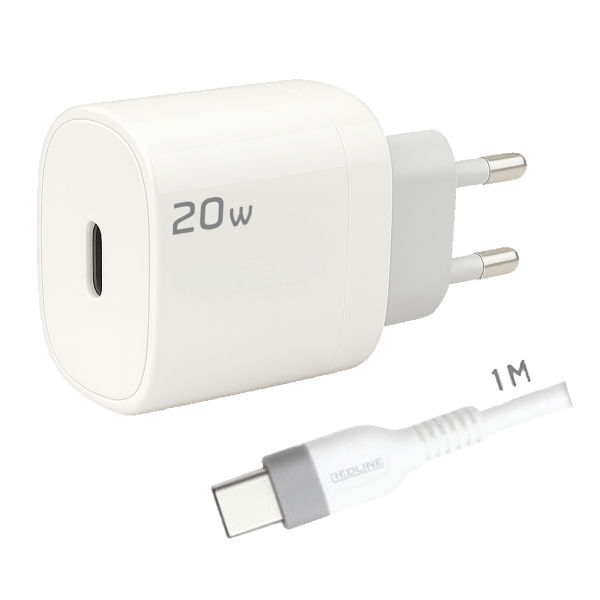REDLINE Punjač sa USB-C kablom,  20W - GL20C+CC 1M