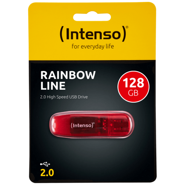 (Intenso) USB Flash drive 128GB Hi-Speed USB 2.0, Rainbow Line, RED