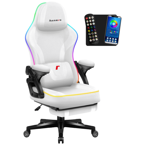 Huzaro Gaming stolica, RGB, Bluetooth - 4.6 White Mesh RGB Smart