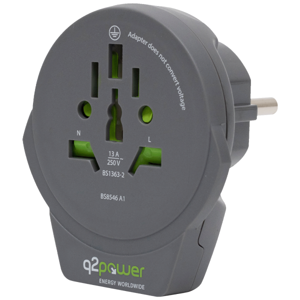 q2power Adapter, putni, univerzalni sa USB-om