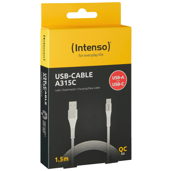(Intenso) USB kabl za smartphone, USB-A to USB type C, 1.5 met.
