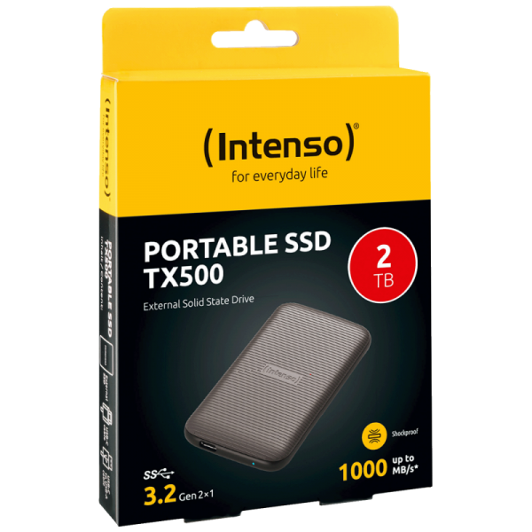 (Intenso) Eksterni SSD, do 1000 MB/s, kapacitet 2TB, USB 3.2