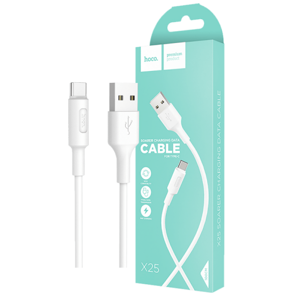 hoco. USB kabl za smartphone, USB type C kabl, 1 met, 2 A,bijela