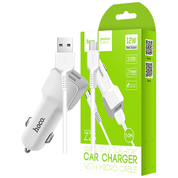 hoco. Auto punjač sa micro USB kabelom, 2 x USB, 5 V/2.4 A