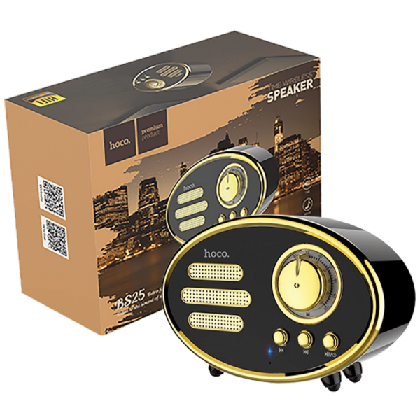 hoco. Zvučnik bežični, Bluetooth,retro, 1200 mAh, 5 h, 5 W, crna