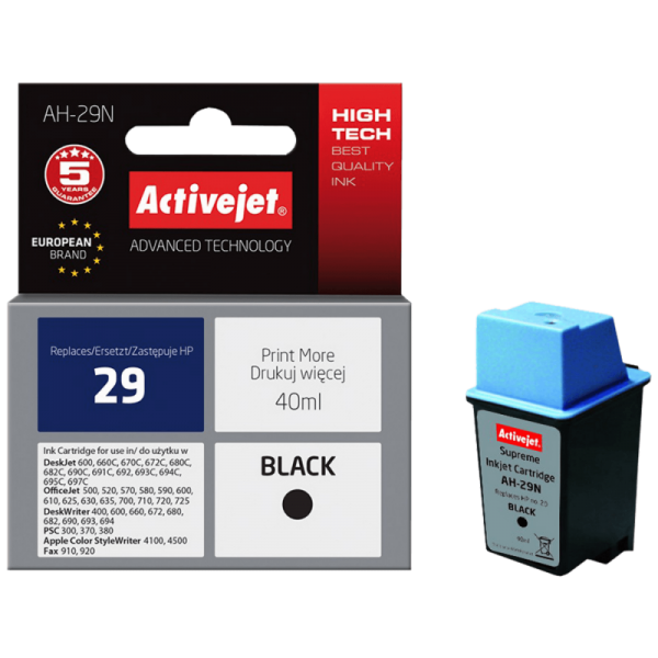 Activejet Tinta za printer, crna, zapremina 40 ml.