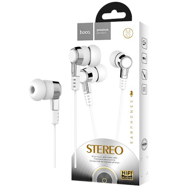 hoco. Slušalice sa mikrofonom, 3.5 mm,dužina kabela 1.2 met,bijela